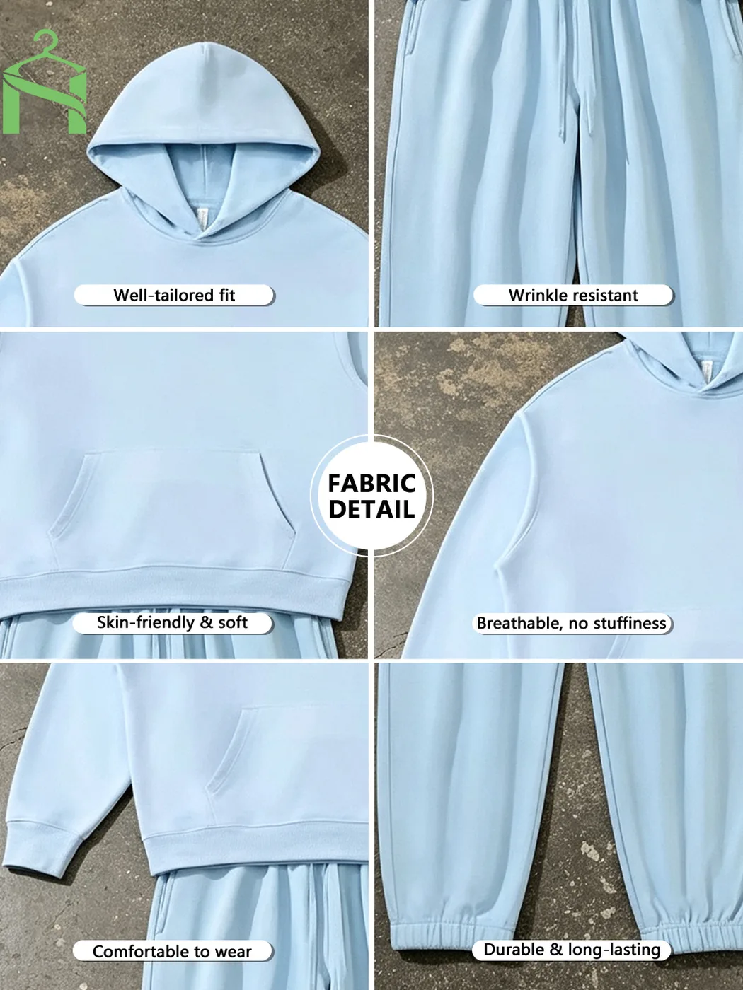Fabric Detail (Sky Blue Hoodie Set)