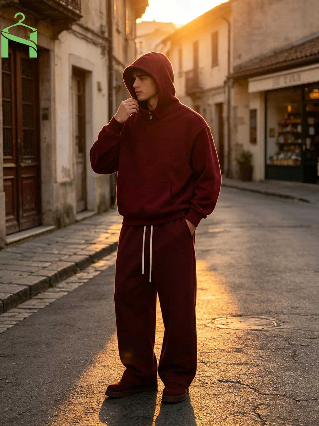 Maroon Hoodie Set (Dusk Look)